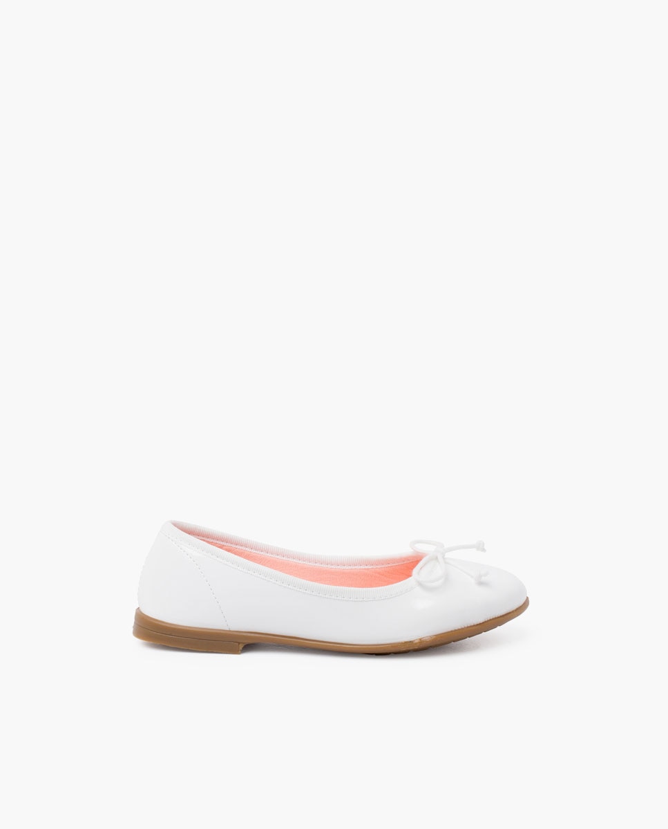 Bailarinas Infantil de Verniz com Piso Caramelo Pisamonas Branco-1
