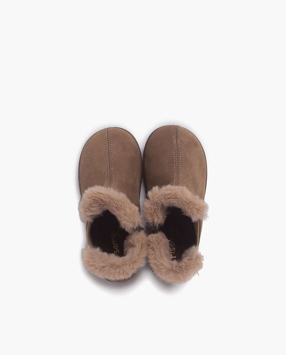 Botas Tipo Chelsea com Gola Pelo Taupe-4