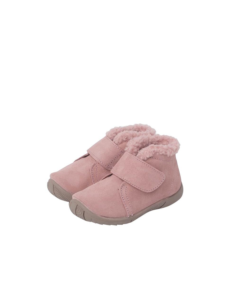 Botas Infantil de Gola Tipo Pelo de Ovelha e Tira Pisamonas Rosa-3