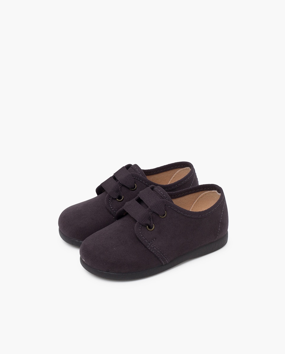 Sapatos de Cordões e Bluchers para Bebé em Serratex Cordão Faya Pisamonas Cinzento-3