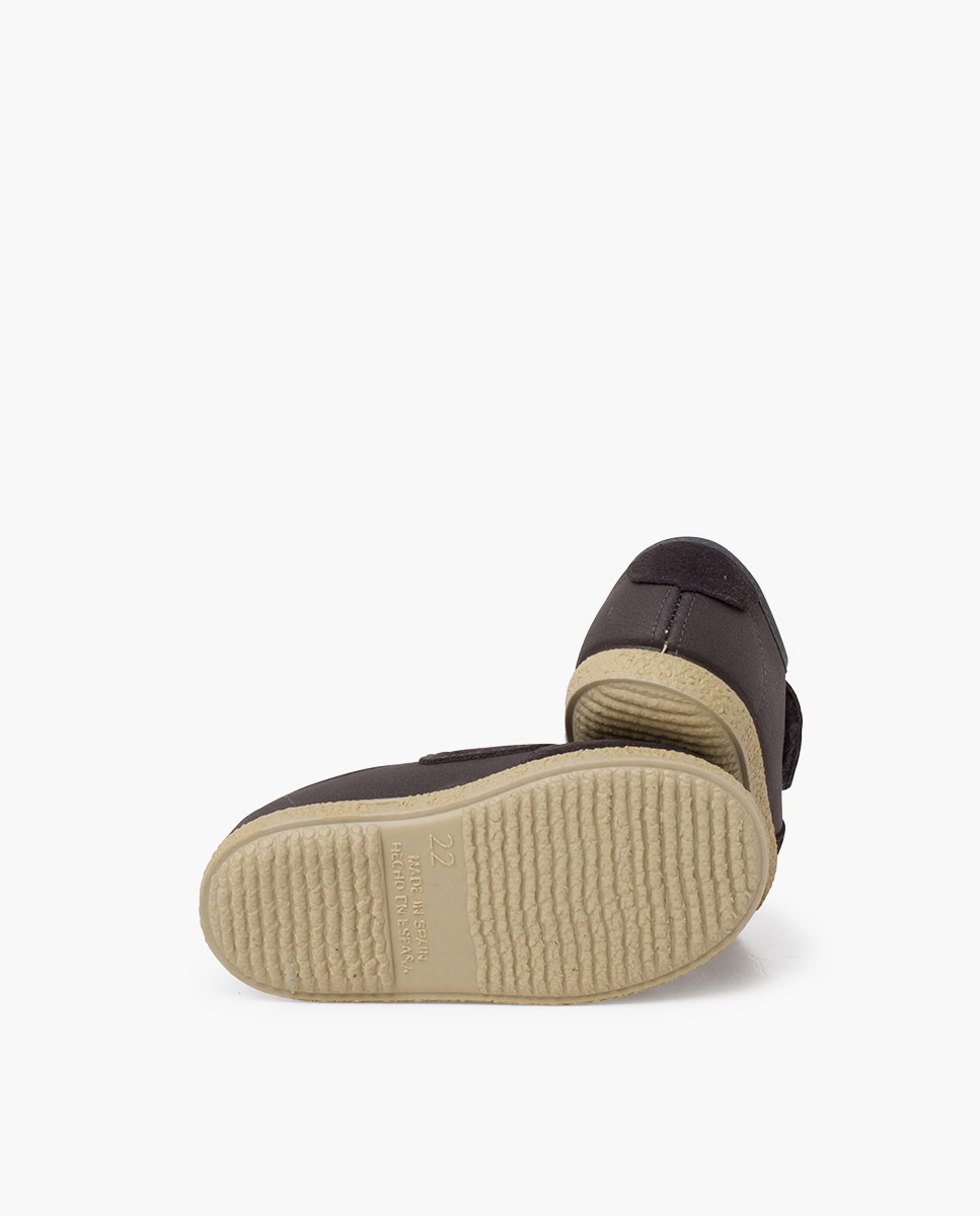 Sapatilhas de Lona Infantil de Couro Vegano com Velcro Cinzento-escuro-2