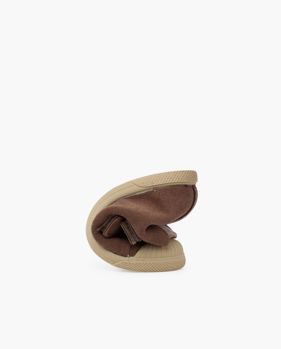 Botas Infantil de Camurça com Tiras Duplas Velcro Taupe-5