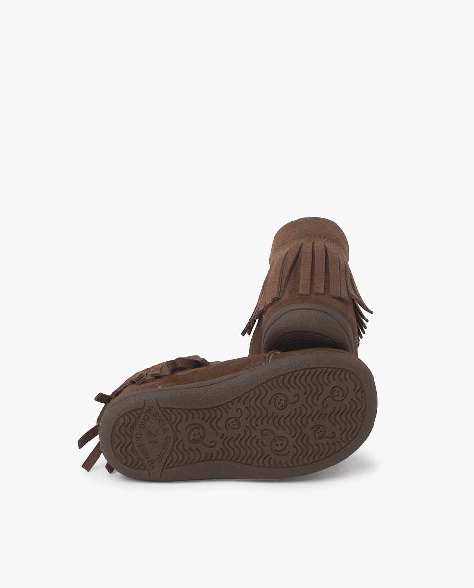 Botas para Bebé com Franjas e Cordões Primeiros Passos Pisamonas Taupe-2