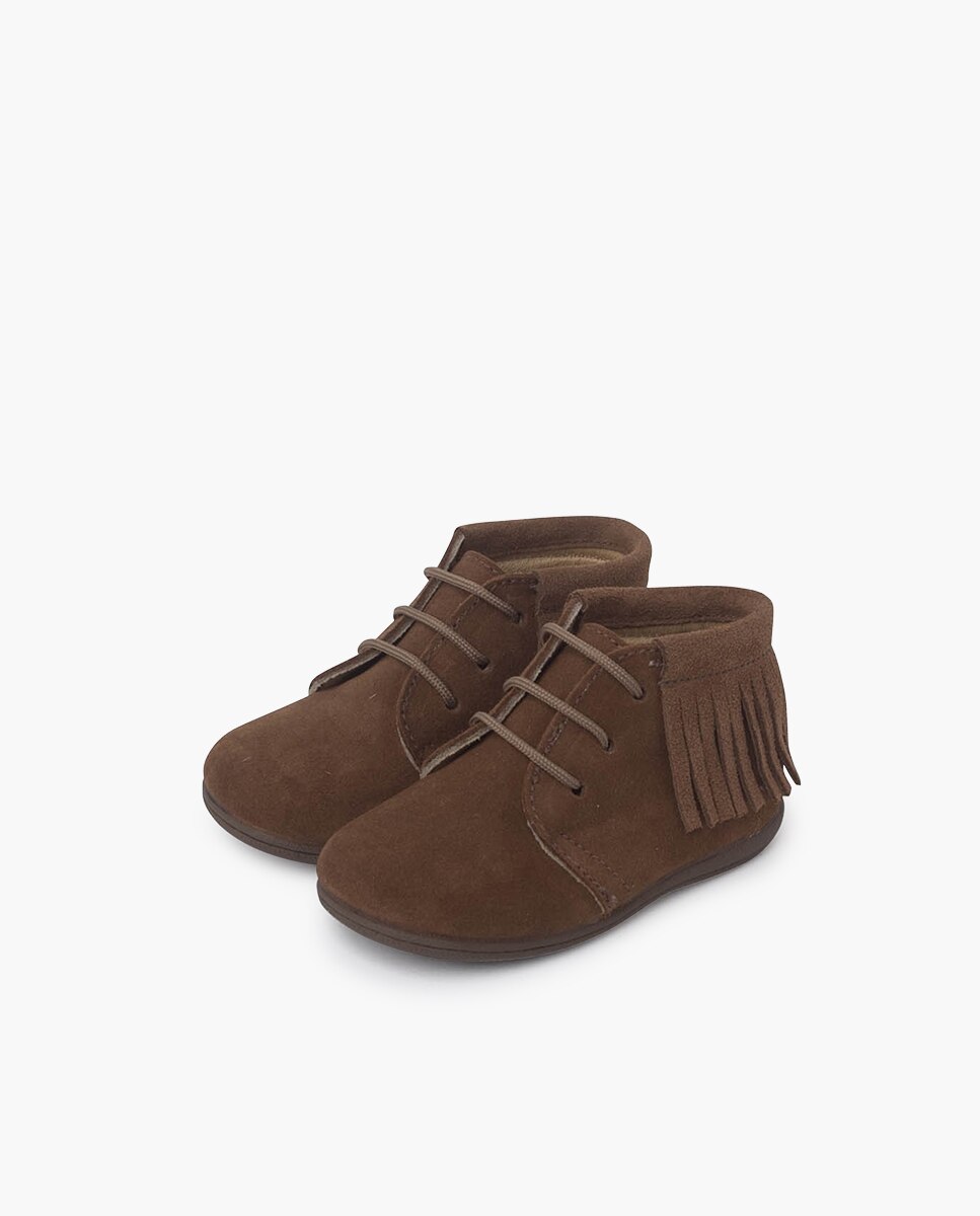 Botas para Bebé com Franjas e Cordões Primeiros Passos Pisamonas Taupe-3