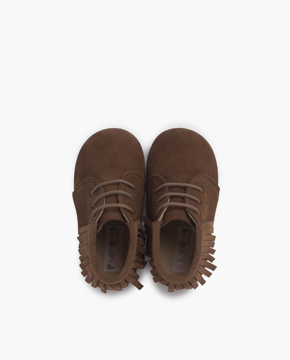 Botas para Bebé com Franjas e Cordões Primeiros Passos Pisamonas Taupe-4