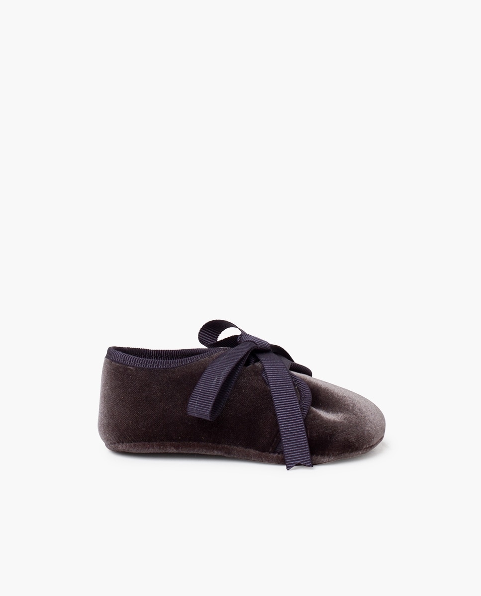 Sapatos de Cordões e Bluchers para Bebé Blucher em Veludo com Laço Faya Pisamonas Cinzento-escuro-1