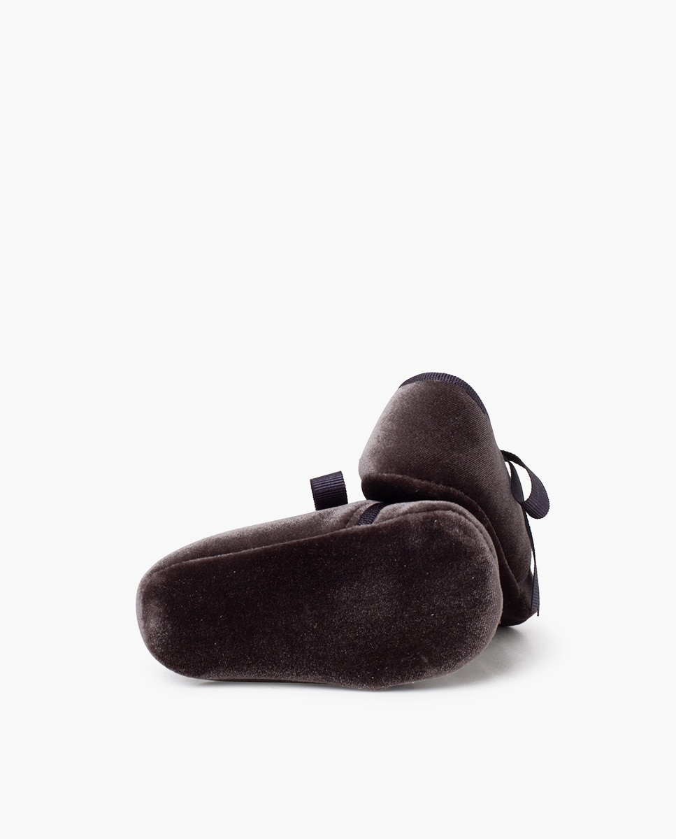 Sapatos de Cordões e Bluchers para Bebé Blucher em Veludo com Laço Faya Pisamonas Cinzento-escuro-2