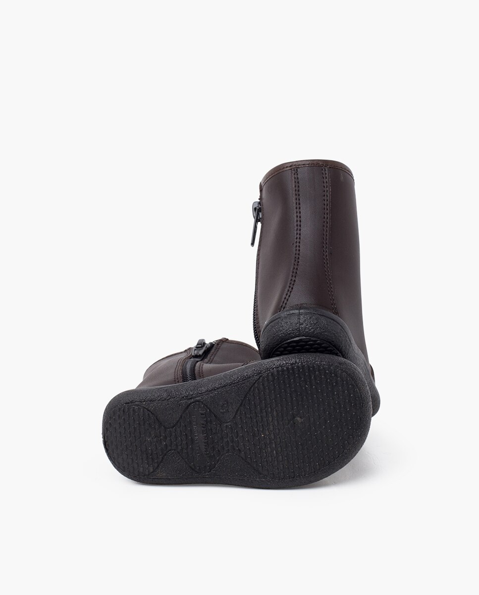 Botas para Bebé Lisas em Pele Lavável Pisamonas Castanho-escuro-2