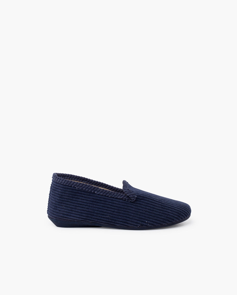 Pantufas Fechadas Infantil Tipo Kung-fu de Bombazina Azul-marinho-1