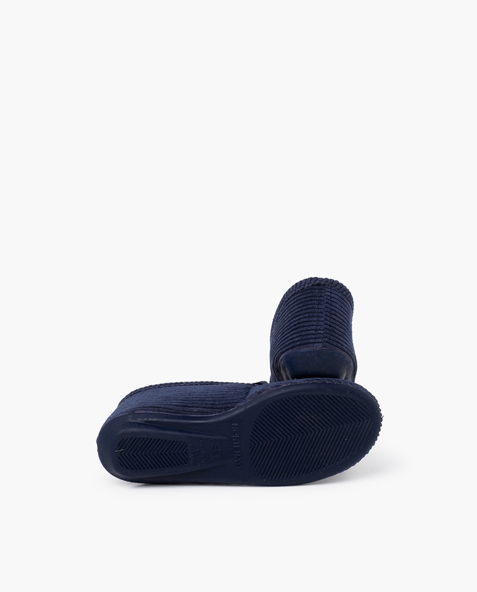 Pantufas Fechadas Infantil Tipo Kung-fu de Bombazina Azul-marinho-2