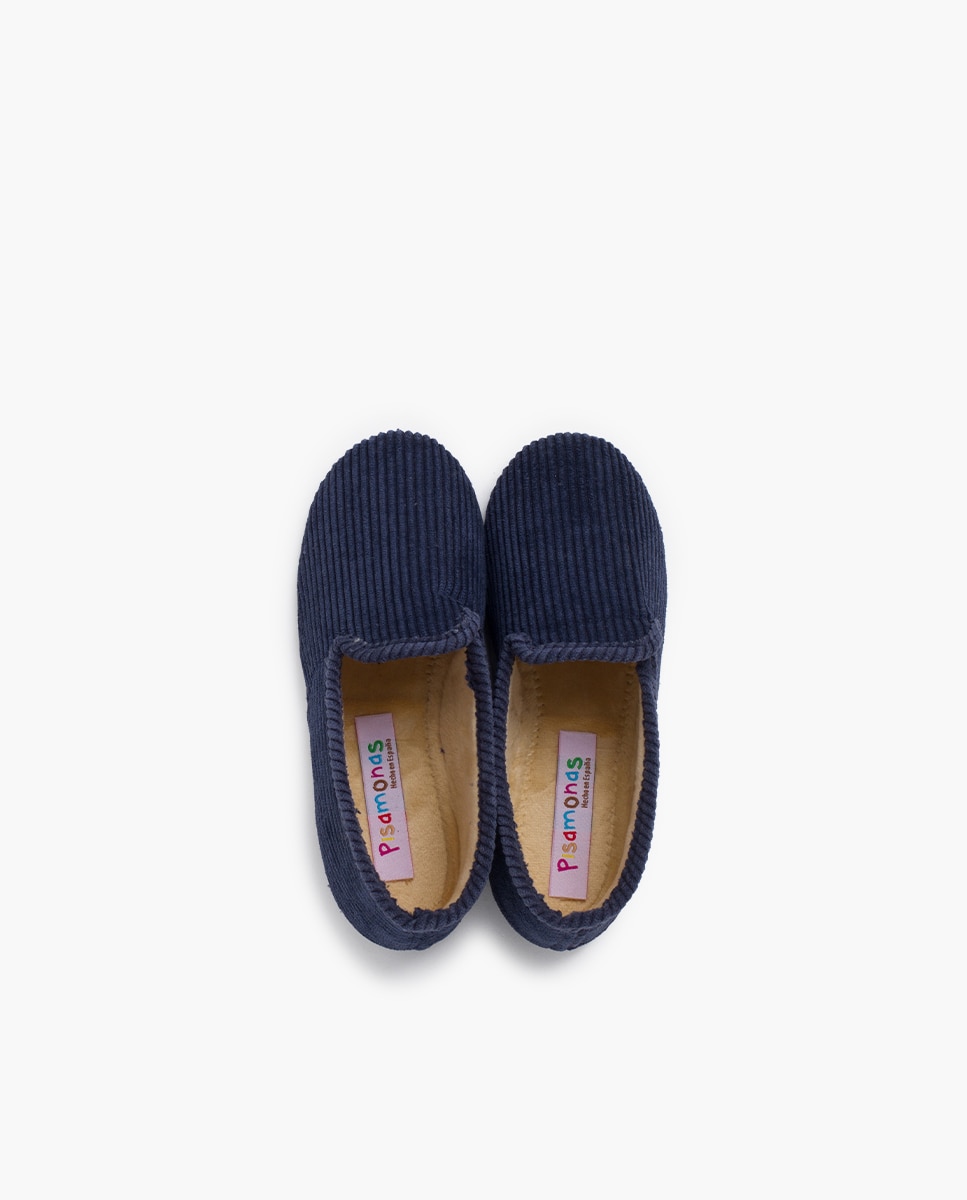 Pantufas Fechadas Infantil Tipo Kung-fu de Bombazina Azul-marinho-4