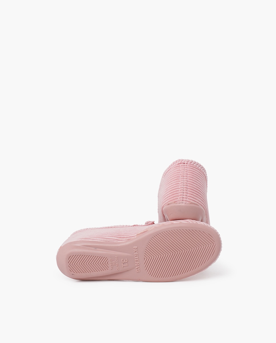 Pantufas Fechadas Infantil Tipo Kung-fu de Bombazina Pisamonas Rosa-2