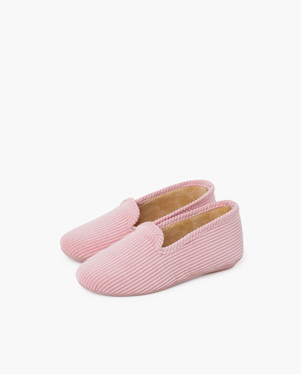 Pantufas Fechadas Infantil Tipo Kung-fu de Bombazina Pisamonas Rosa-3
