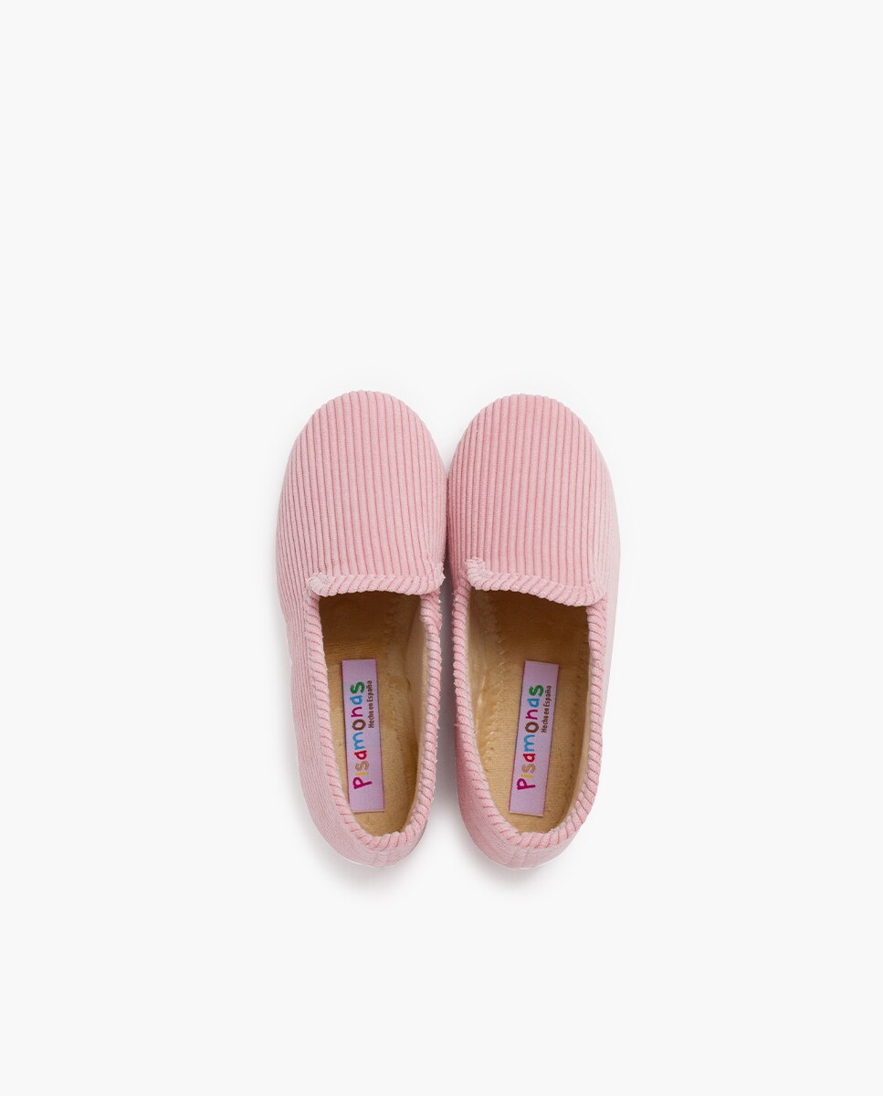 Pantufas Fechadas Infantil Tipo Kung-fu de Bombazina Pisamonas Rosa-4