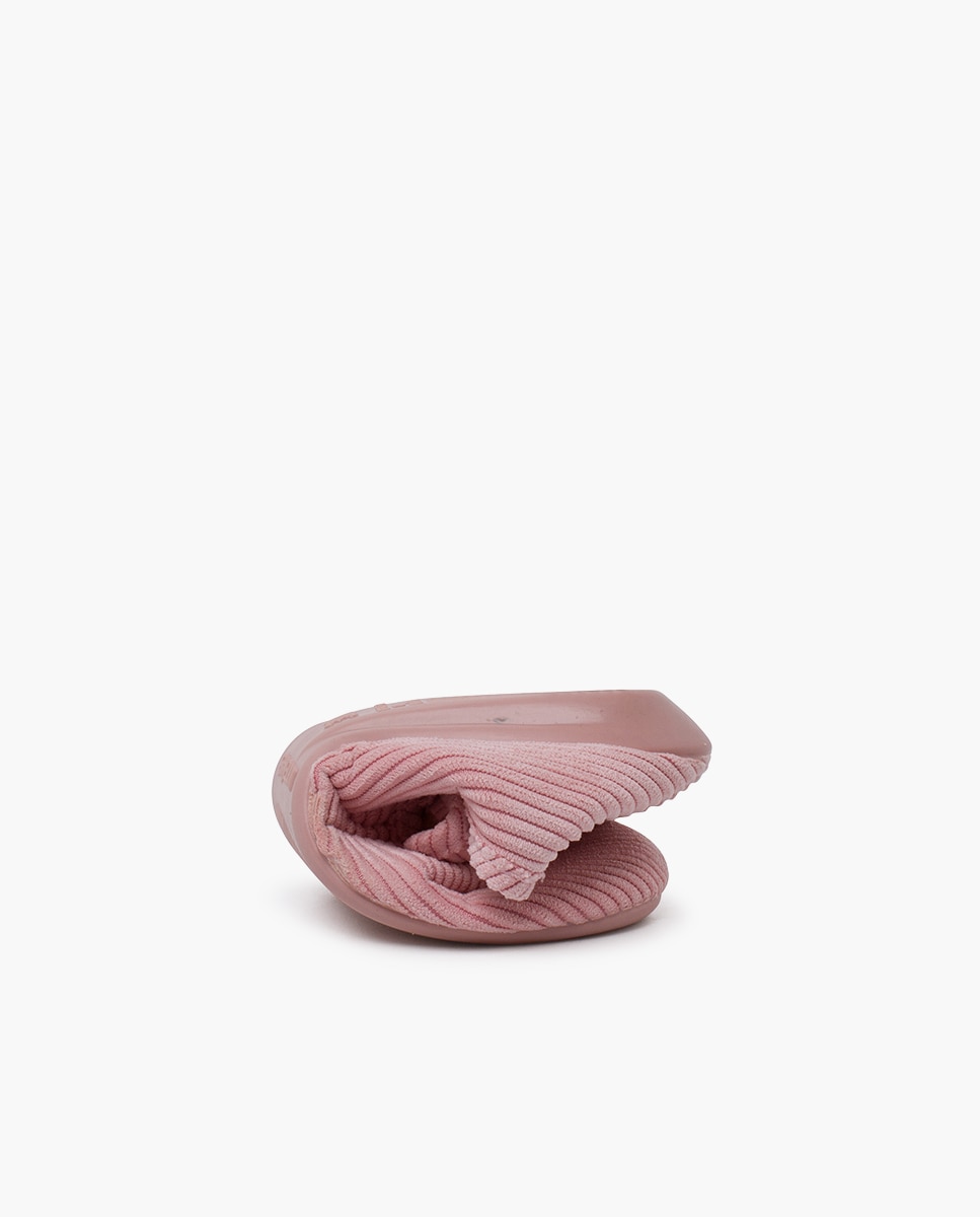 Pantufas Fechadas Infantil Tipo Kung-fu de Bombazina Pisamonas Rosa-5