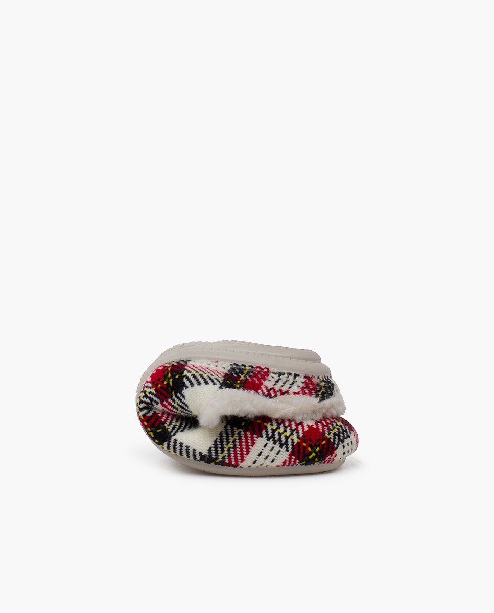 Pantufas Abertas Infantil de Lã Pura Aos Quadrados Pisamonas Vermelho / Branco-5