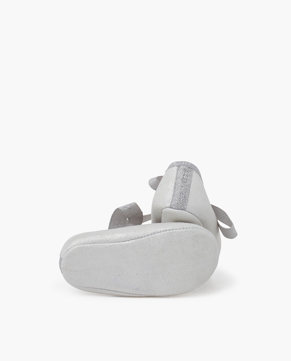 Merceditas de Bebé com Laço Brilhante Prateado-2