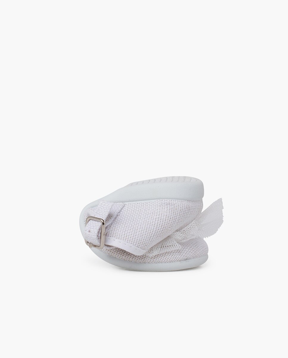 Merceditas Infantil com Laço Posterior em Tule Pisamonas Branco-5