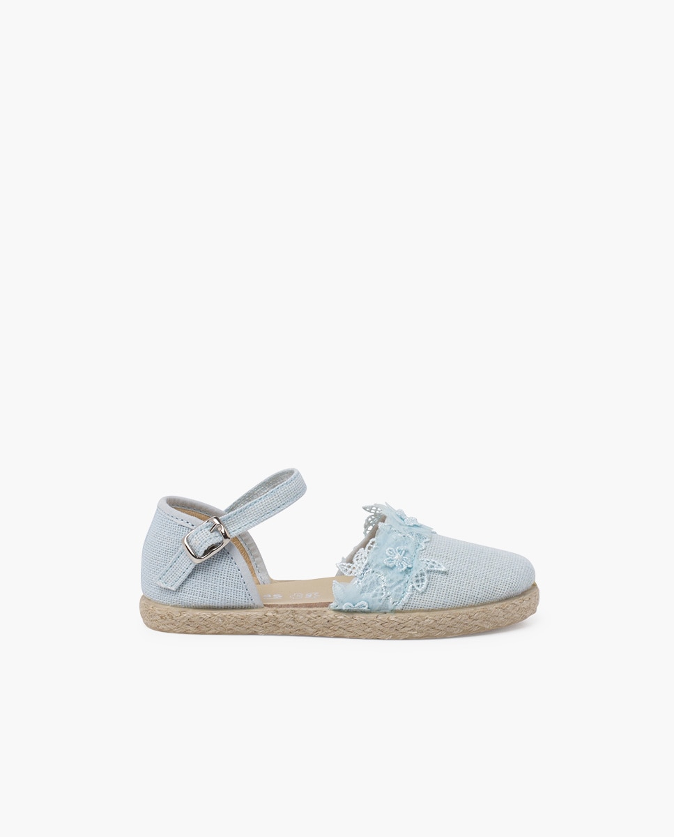 Alpercatas Infantil de Cerimónia com Renda Azul-claro-1