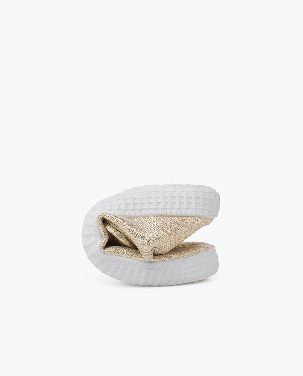 Sapatos de Presilha Infantil Brilhantes com Velcro Ouro-5
