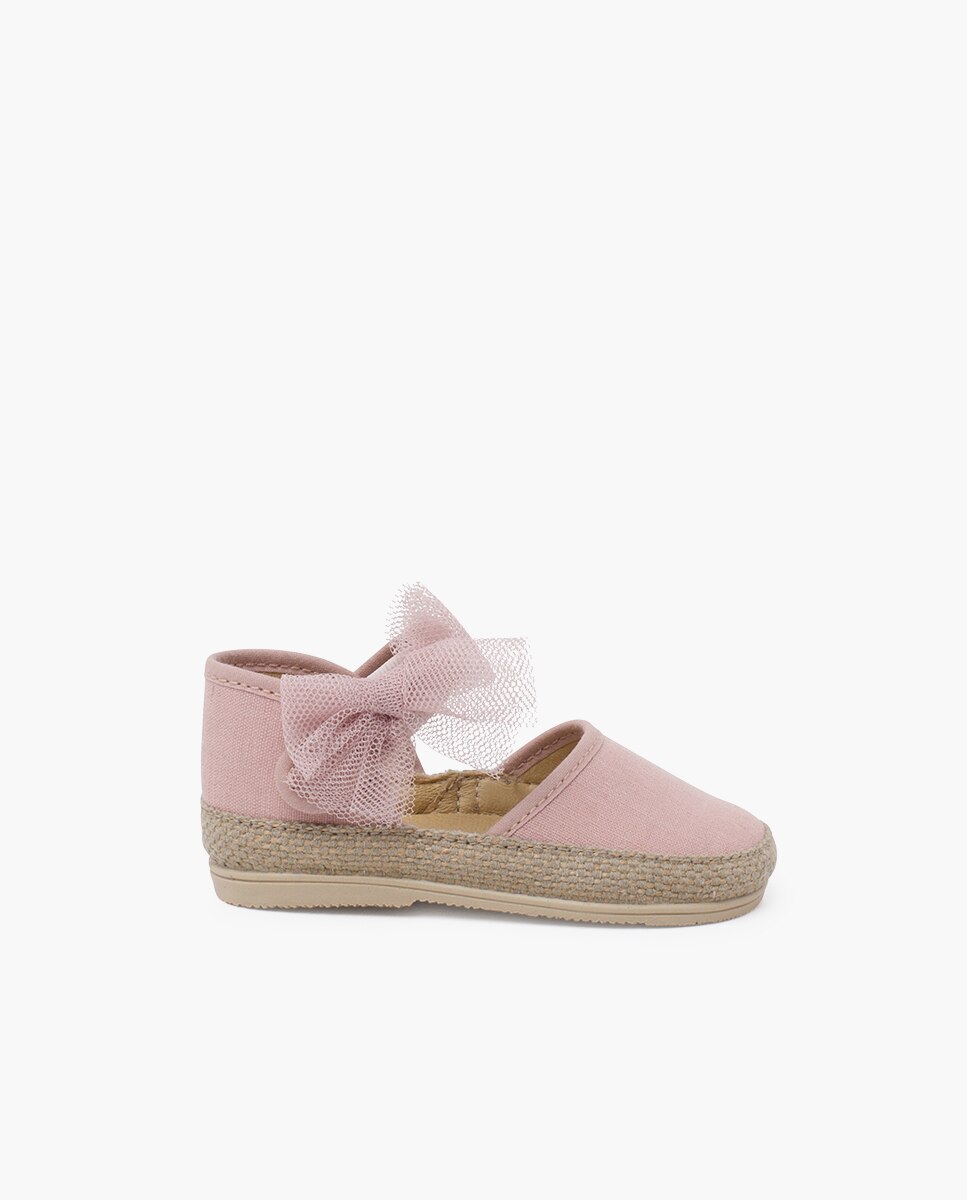 Alpercatas para Bebé Piso Fino Laço Tule Rosa-claro-1