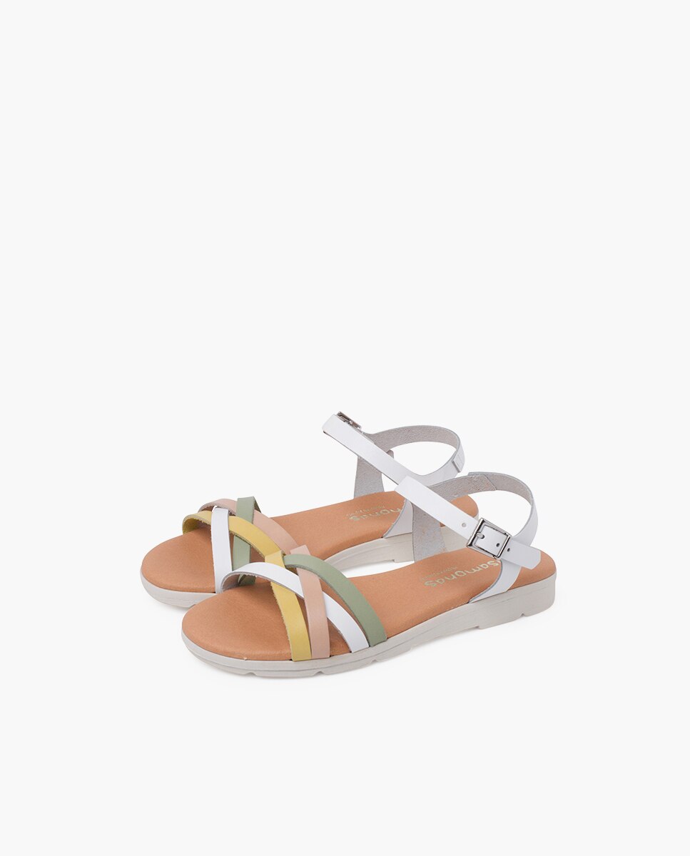 Sandálias Abertas Infantil com Fivela e Tiras Cruzadas de Cores Pisamonas Multicolor-3