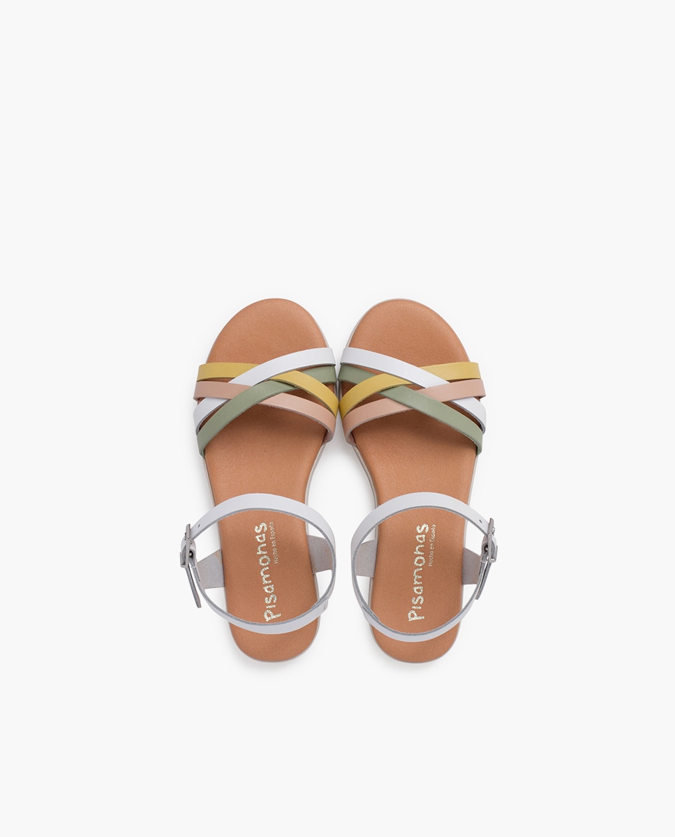 Sandálias Abertas Infantil com Fivela e Tiras Cruzadas de Cores Pisamonas Multicolor-4