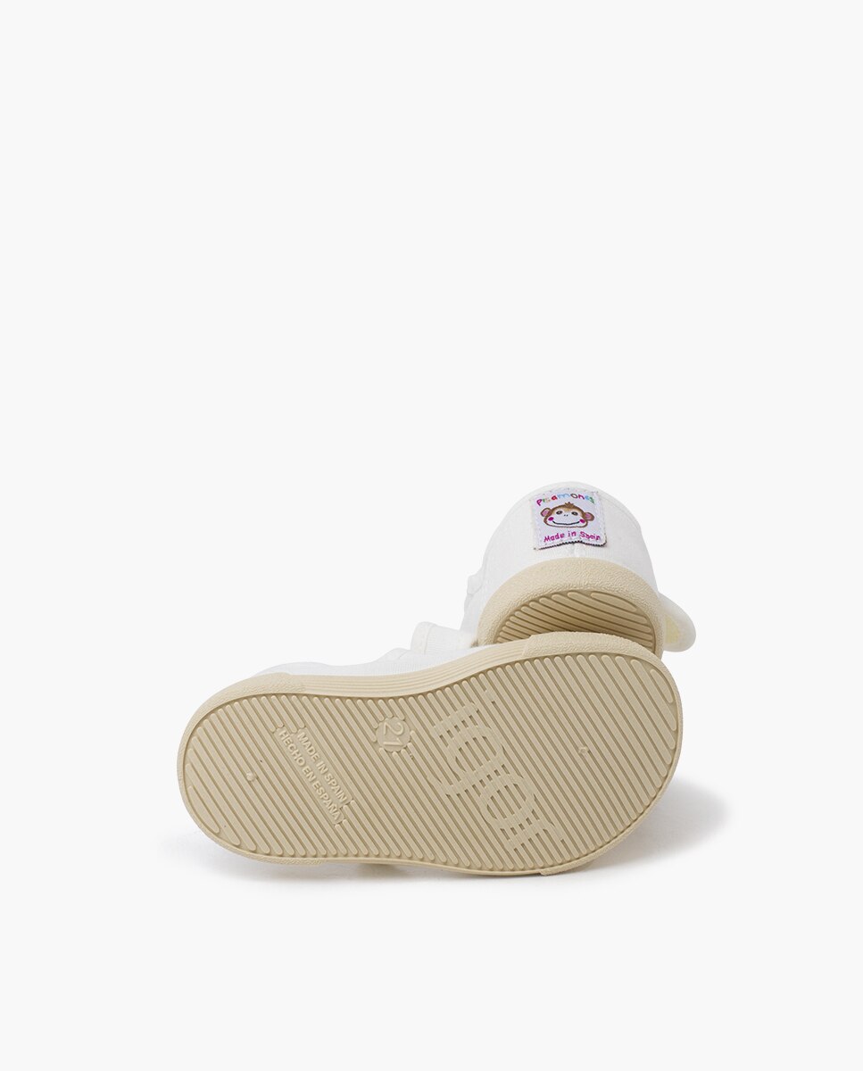 Sapatos de Presilha para Bebé Barefoot em Lona Macias Pisamonas Branco-2