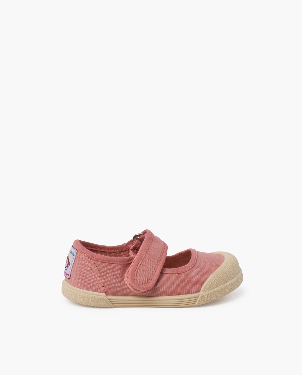 Sapatos de Presilha para Bebé Barefoot em Lona Macias Rosa-claro-1