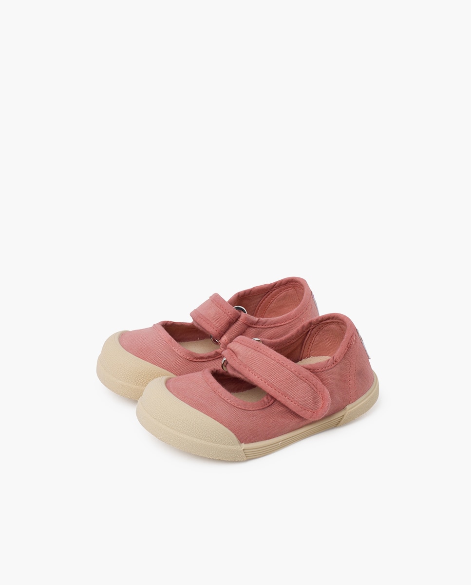 Sapatos de Presilha para Bebé Barefoot em Lona Macias Rosa-claro-3