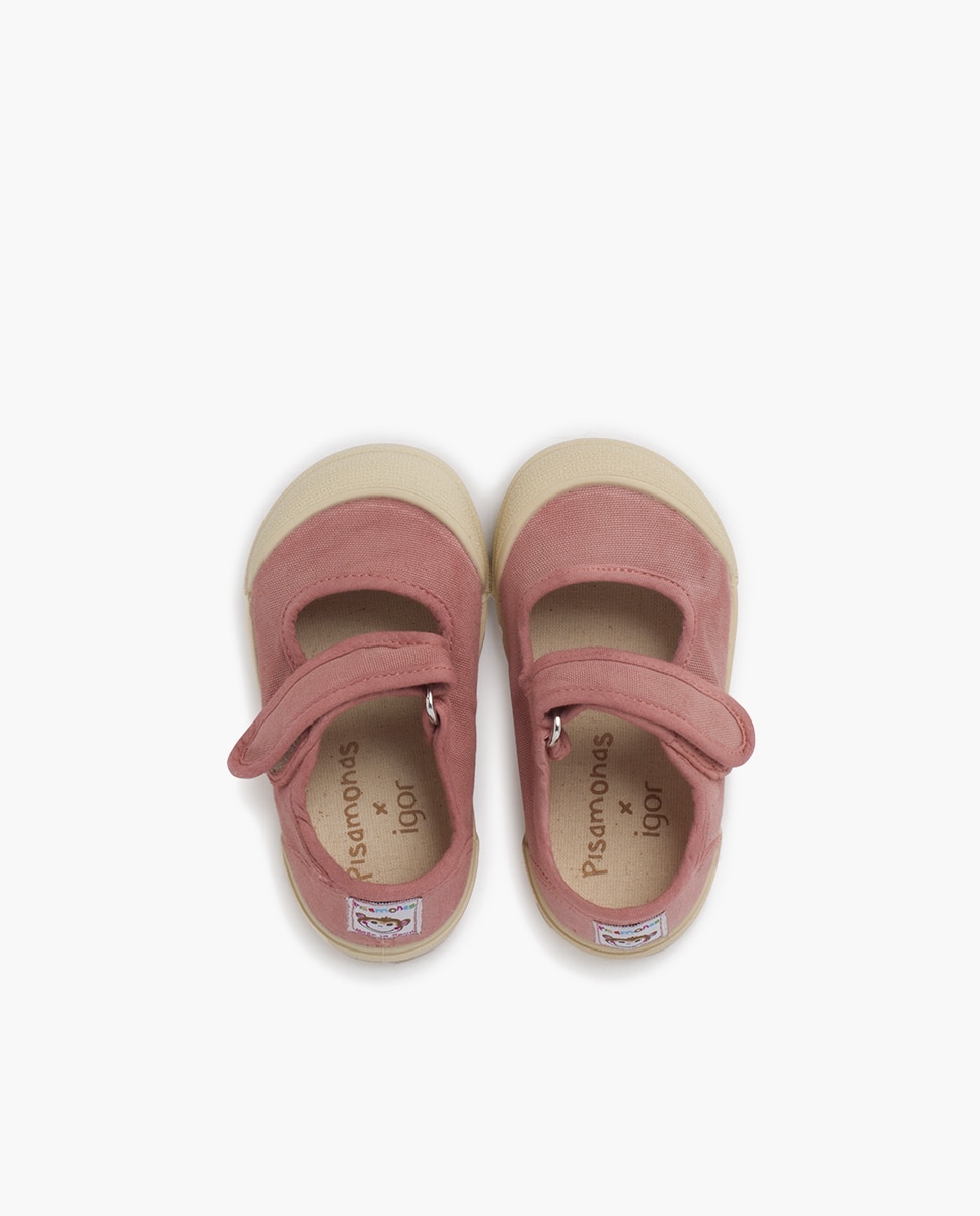 Sapatos de Presilha para Bebé Barefoot em Lona Macias Rosa-claro-4