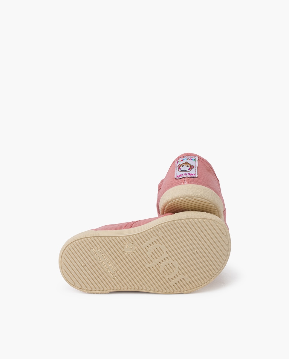 Sapatilhas de Lona Infantil Biqueira Barefoot com Velcro Pisamonas Rosa-claro-2