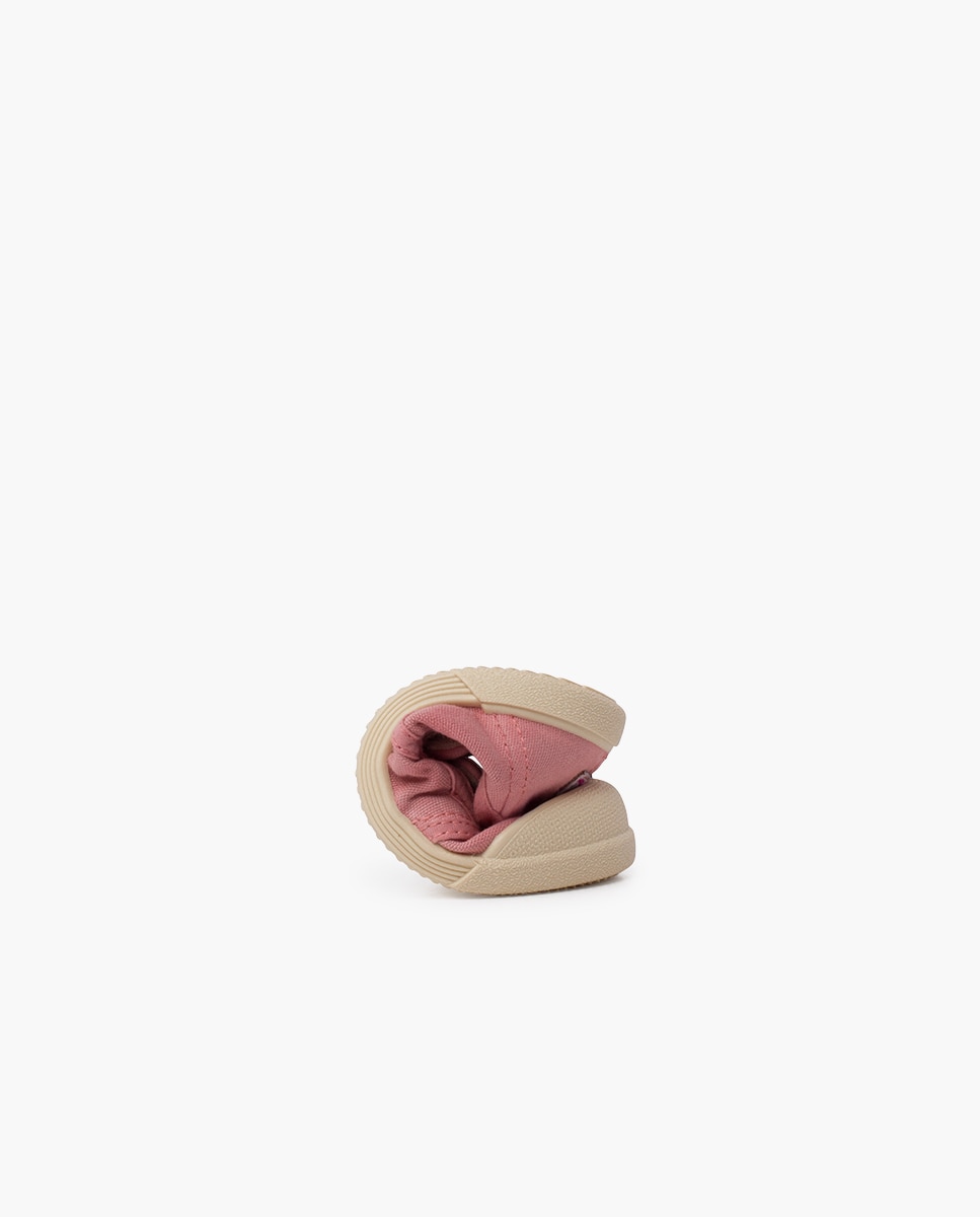 Sapatilhas de Lona Infantil Biqueira Barefoot com Velcro Pisamonas Rosa-claro-5
