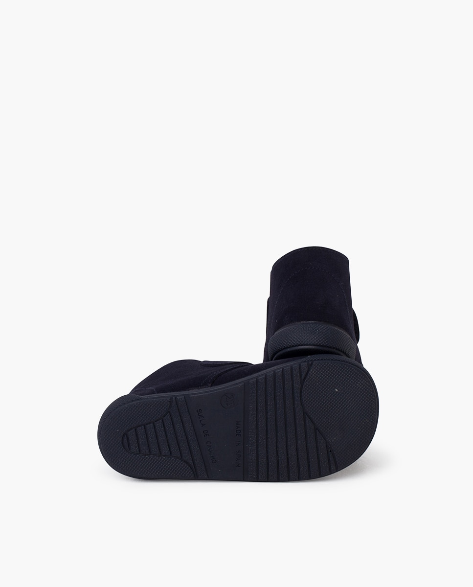 Botas para Bebé Barefoot em Camurça com Velcro Azul-escuro-2