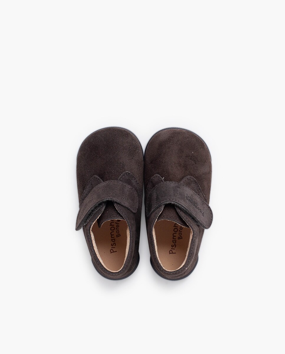 Botas para Bebé Barefoot em Camurça com Velcro Preto-4