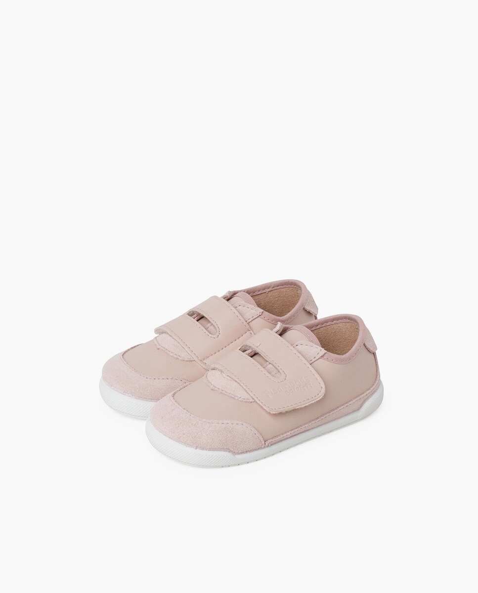 Sapatilhas Desportivas para Bebé Barefoot Combinadas com Sola Branca Rosa-3