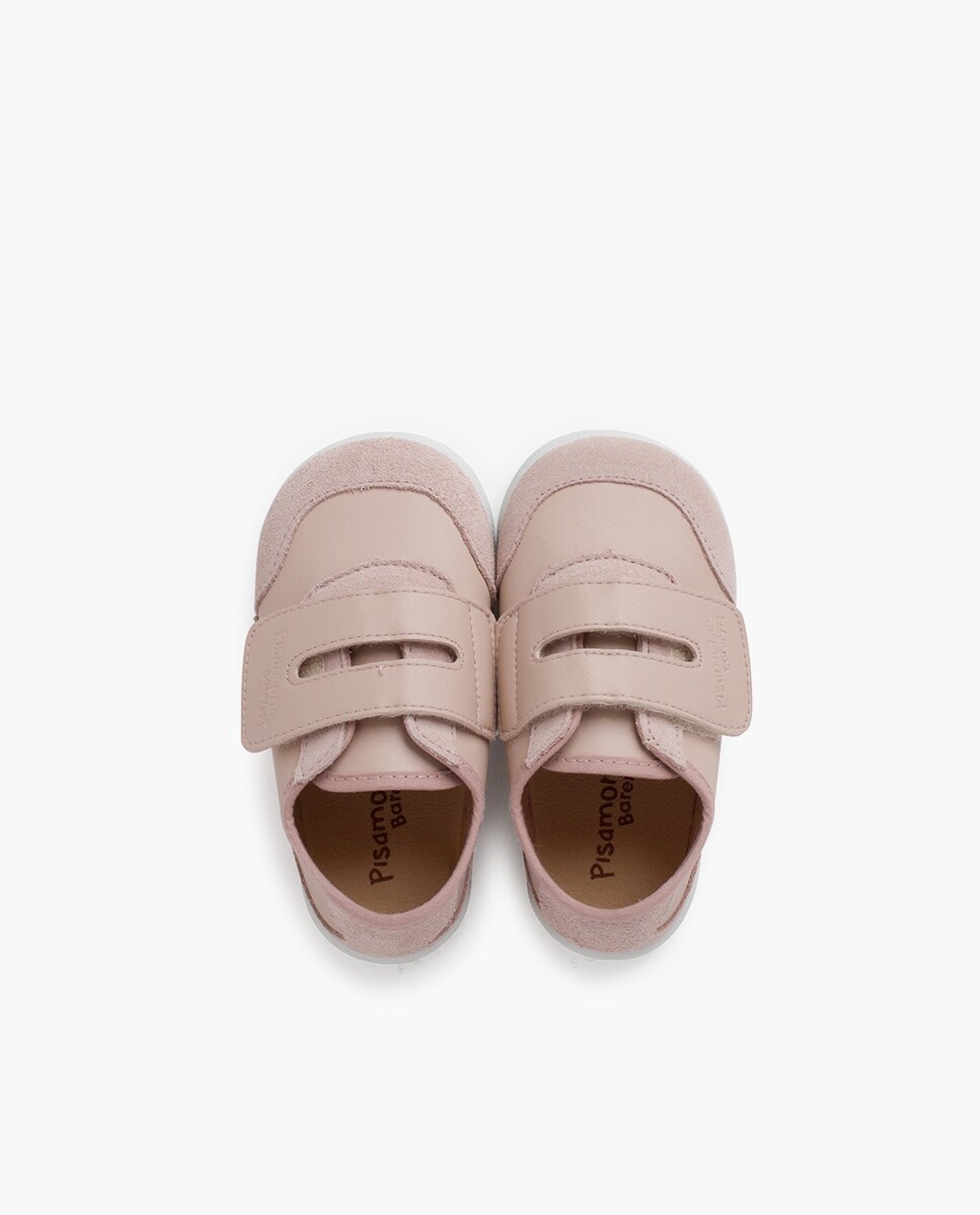 Sapatilhas Desportivas para Bebé Barefoot Combinadas com Sola Branca Rosa-4