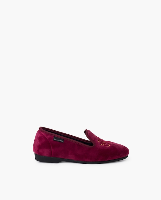 Imagem 0 de Pantufas de Quarto Fechadas em Veludo com Bordado