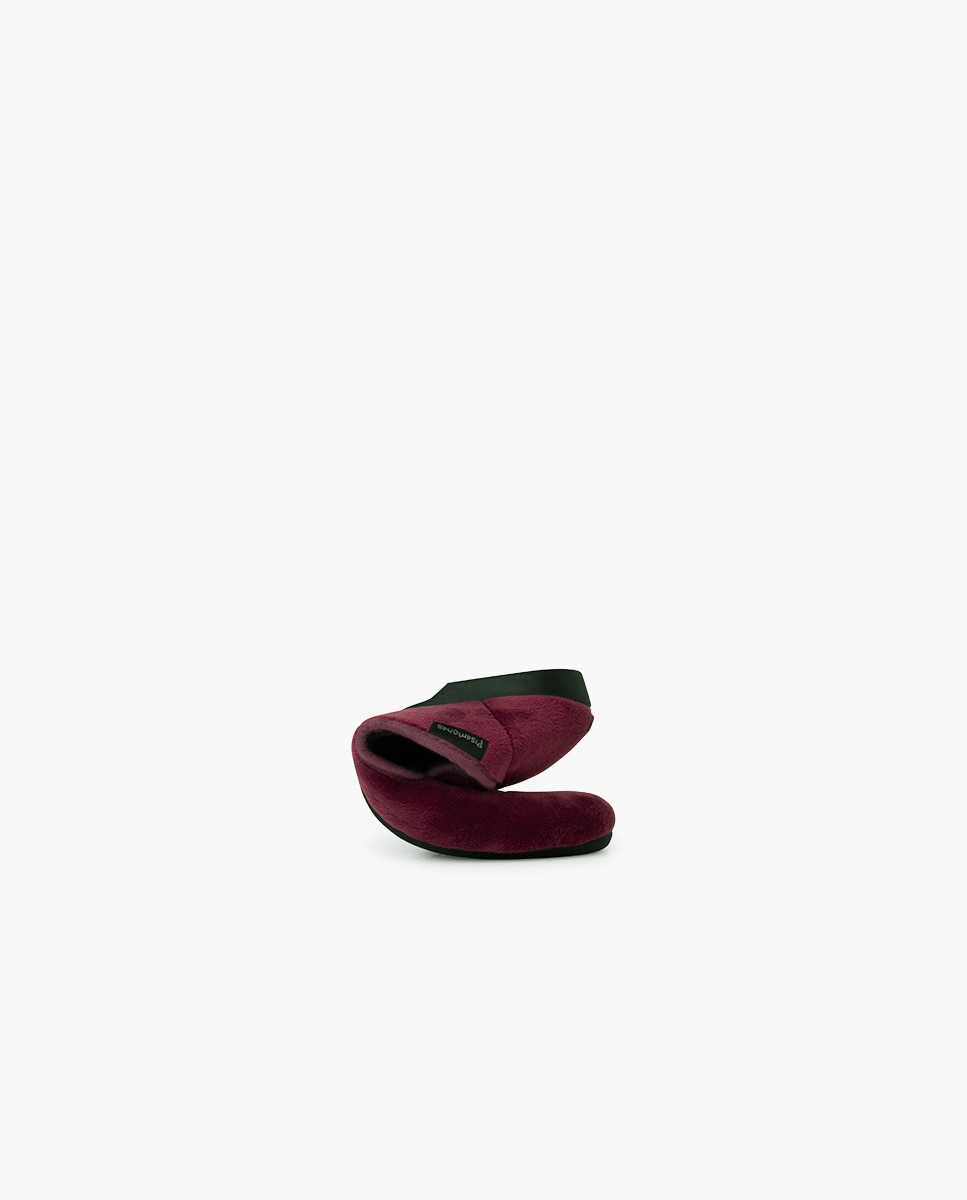 Pantufas Fechadas Infantil de Veludo com Bordado Bordeaux-5