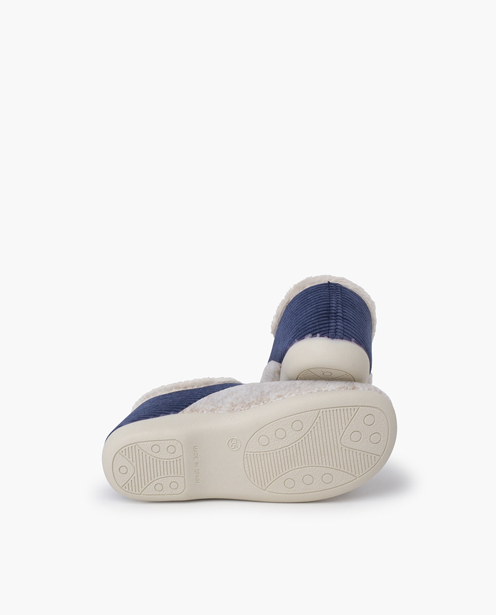 Pantufas Fechadas Infantil com Forro de Pelo Pisamonas Azul-marinho-2
