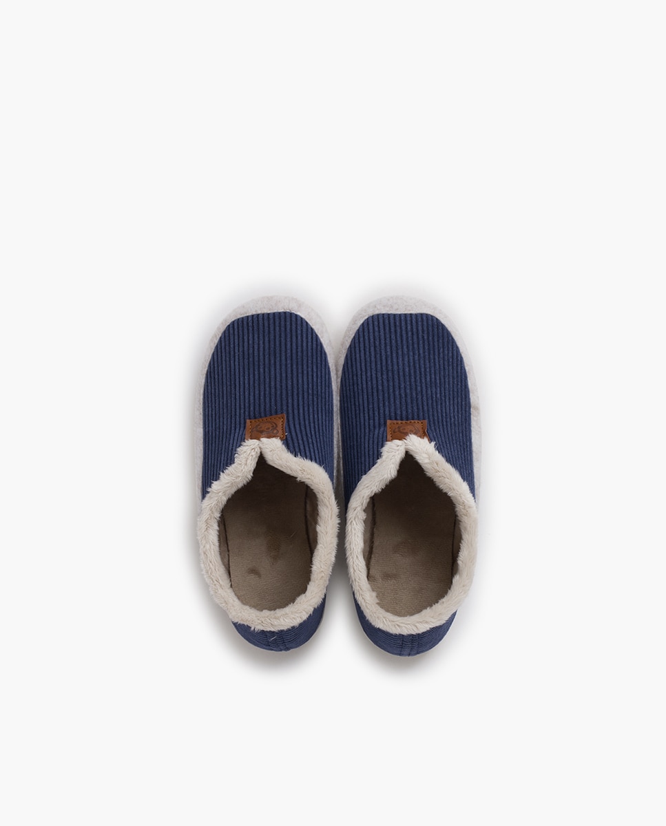 Pantufas Fechadas Infantil com Forro de Pelo Pisamonas Azul-marinho-4