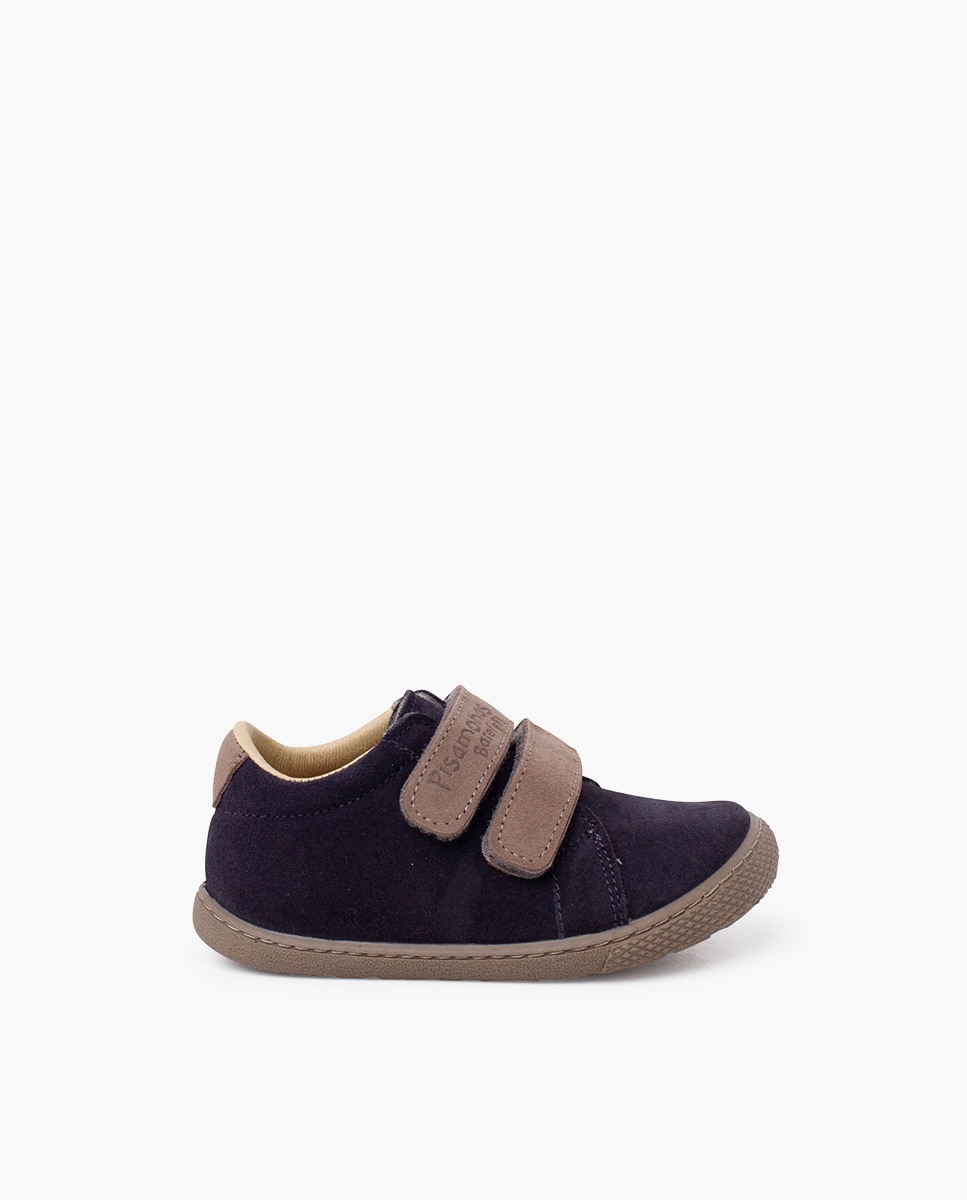 Imagem 0 de Sapatilhas de Pele Infantil Barefoot de Camurça com Velcro Duplo
