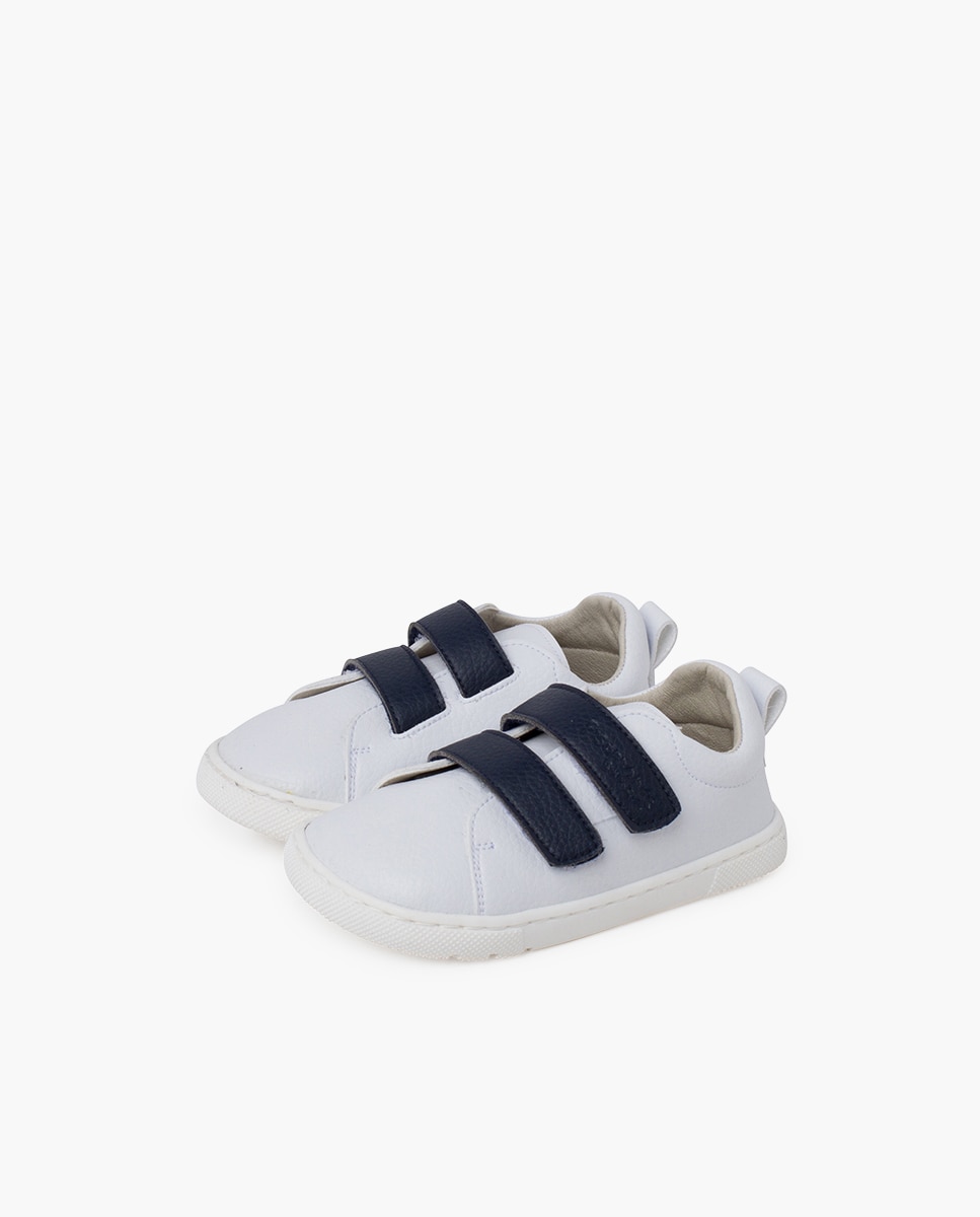 Sapatilhas de Lona Infantil Barefoot com Velcro Intercambiáveis Pisamonas Azul-marinho-3
