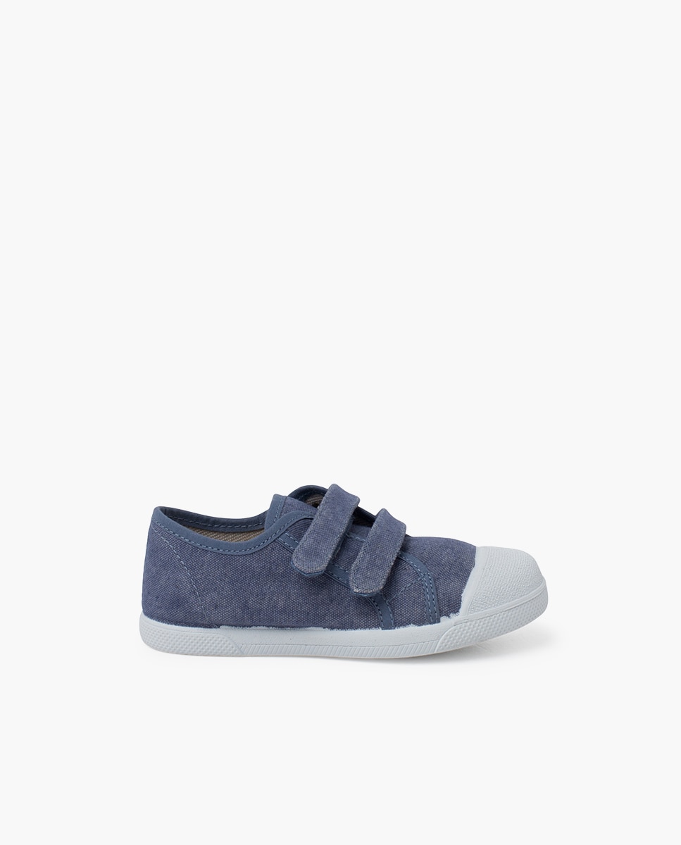 Sapatilhas Flexíveis de Lona Eco com Tira Aderente - Azul Ganga Pisamonas Azul-claro-1