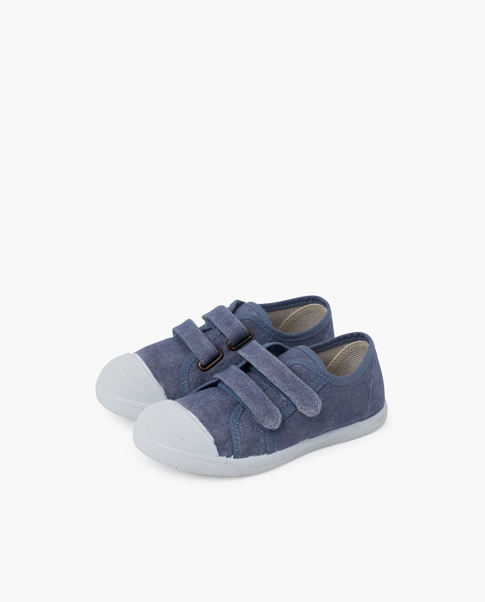Sapatilhas Flexíveis de Lona Eco com Tira Aderente - Azul Ganga Pisamonas Azul-claro-3