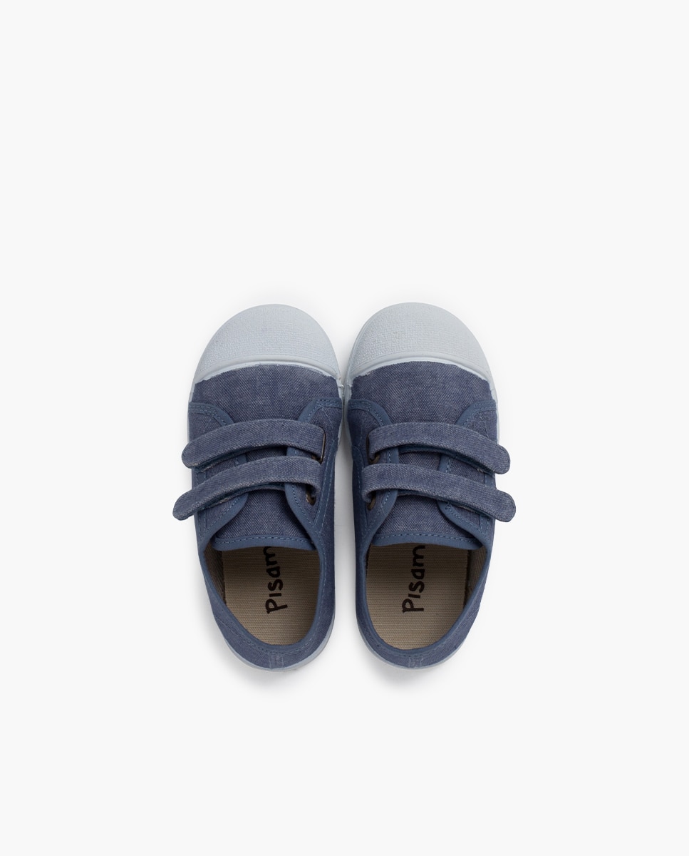 Sapatilhas Flexíveis de Lona Eco com Tira Aderente - Azul Ganga Pisamonas Azul-claro-4