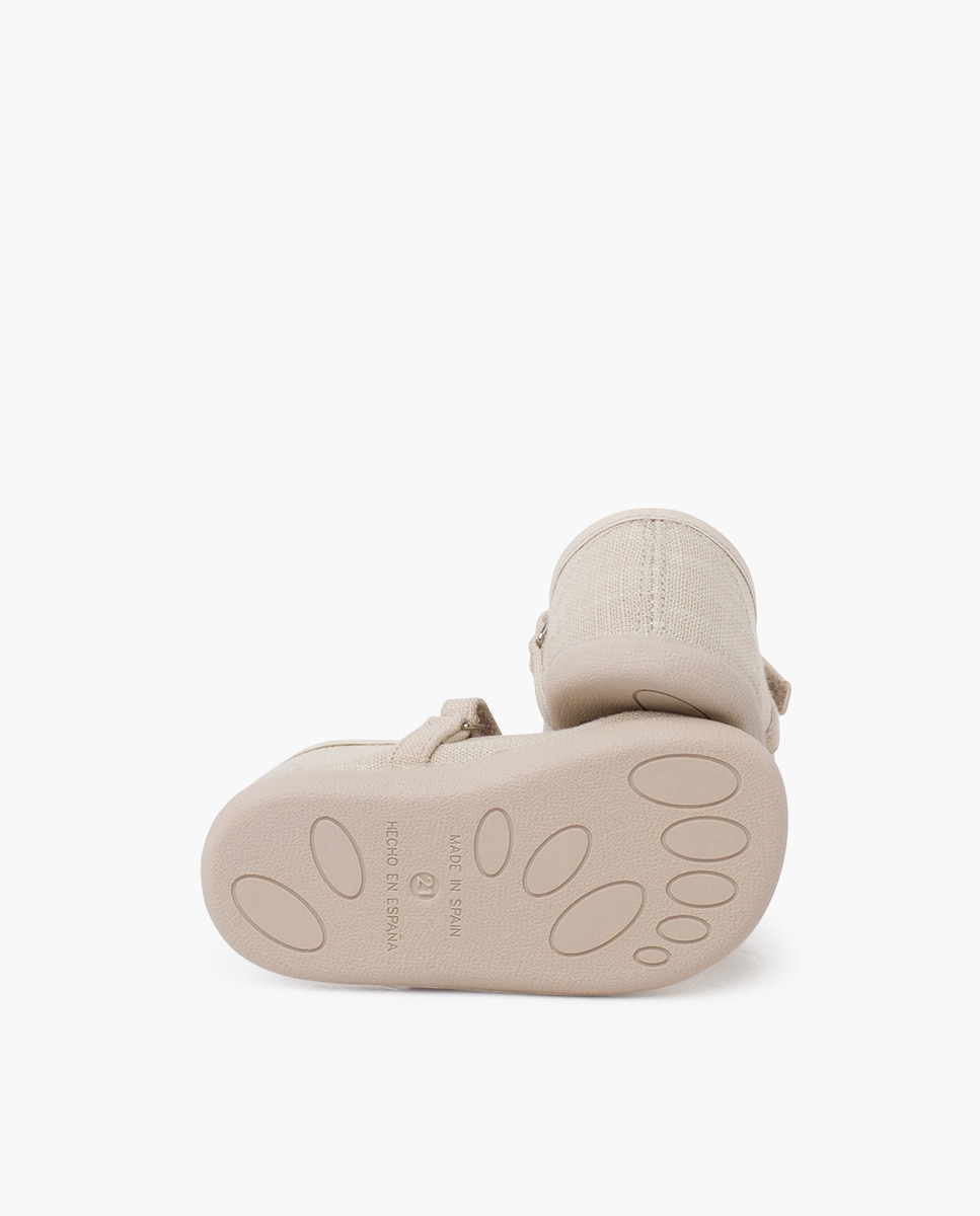 Sapatos de Presilha Infantil Barefoot em Linho Leve com Fecho Cru-2