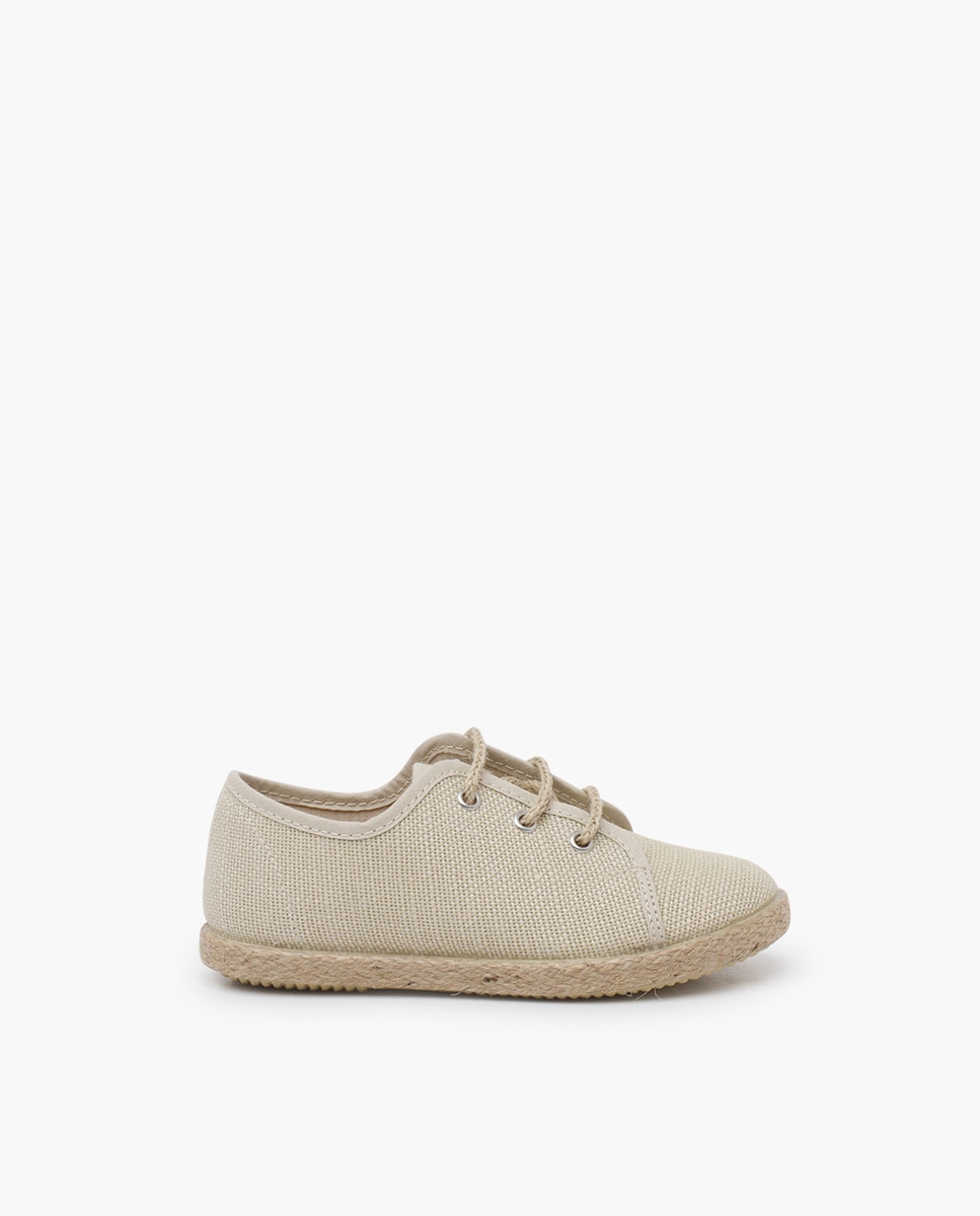 Imagem 0 de Sapatos de Cordões Infantil de Linho com Atacadores de Juta