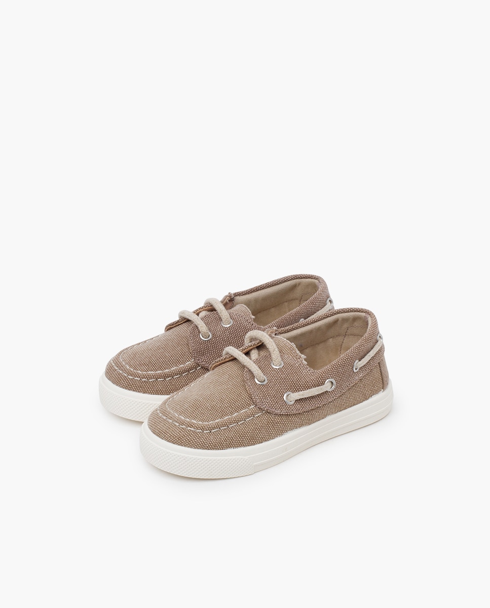 Náuticos Infantil Verão em Lona Orgânica Pisamonas Camel-3