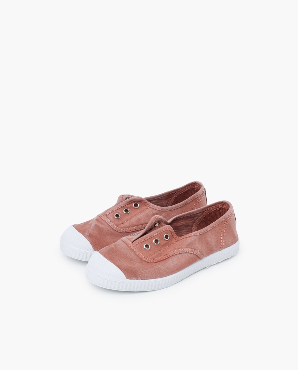 Sapatilhas de Lona Infantil com Atacadores e Efeito Desgastado Camel-3